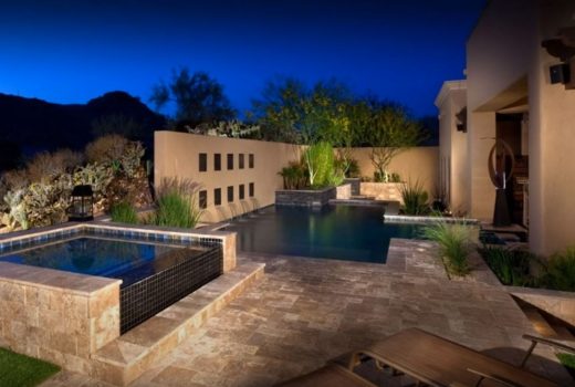 backyard landscape design with pool